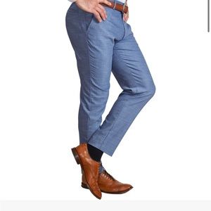 State & Liberty Athletic Stretch Suit Pants in Heathered Light Blue